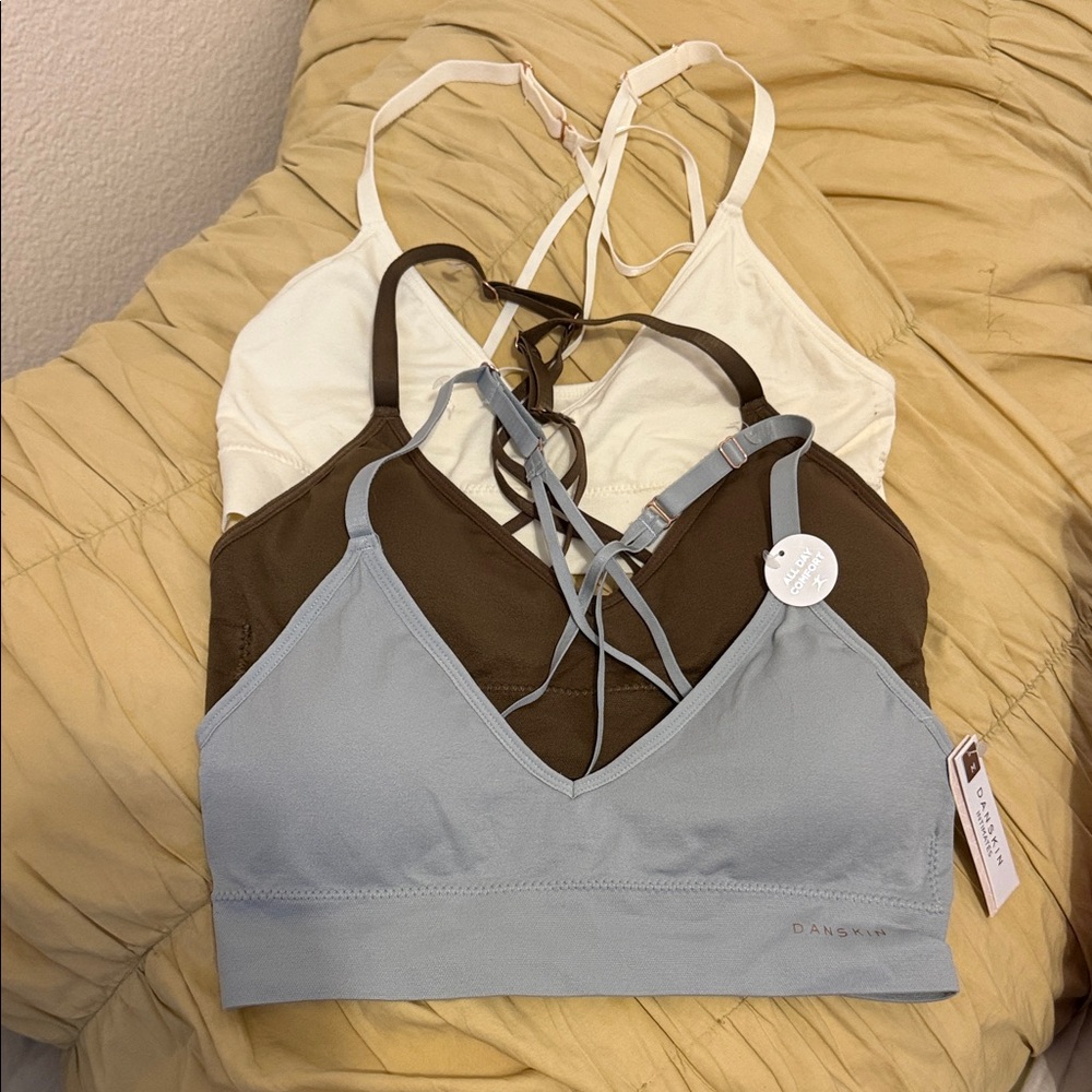 Danskin Sports Bras - Light Blue, Brown, White